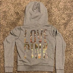 Vs pink bling zip up hoodie